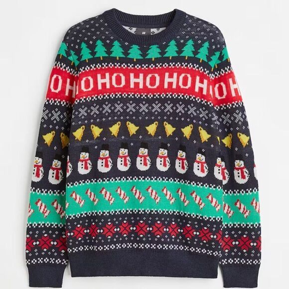🎄 H&M 🎄 NEW! Festive Jacquard Knit Pullover Sweater - [Size XL] - Picture 1 of 11